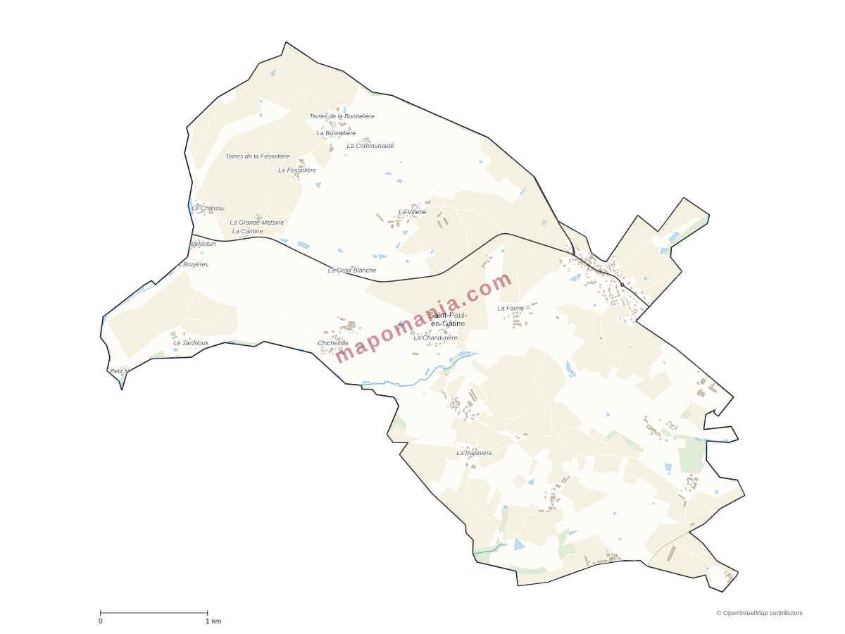 Carte de Saint-Paul-en-Gâtine à personnaliser