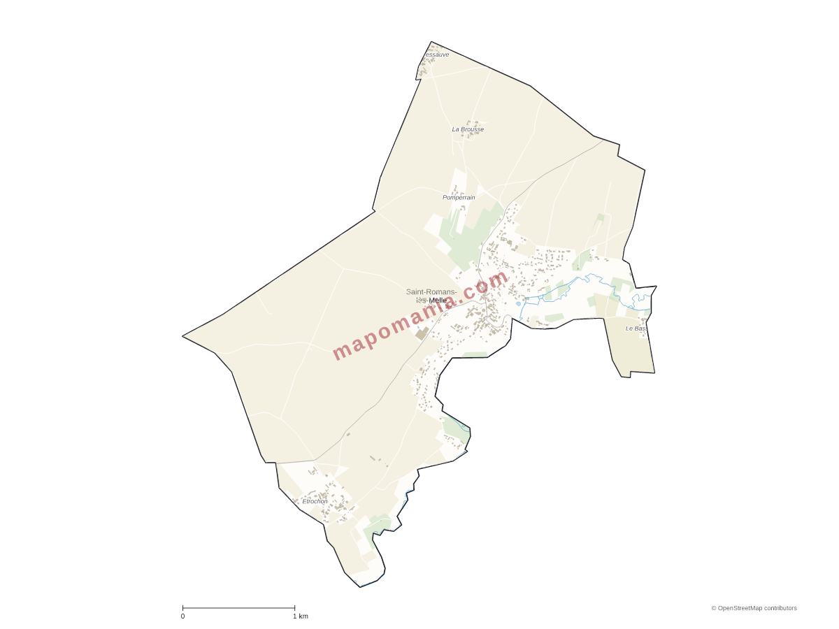 Carte de Saint-Romans-lès-Melle à personnaliser