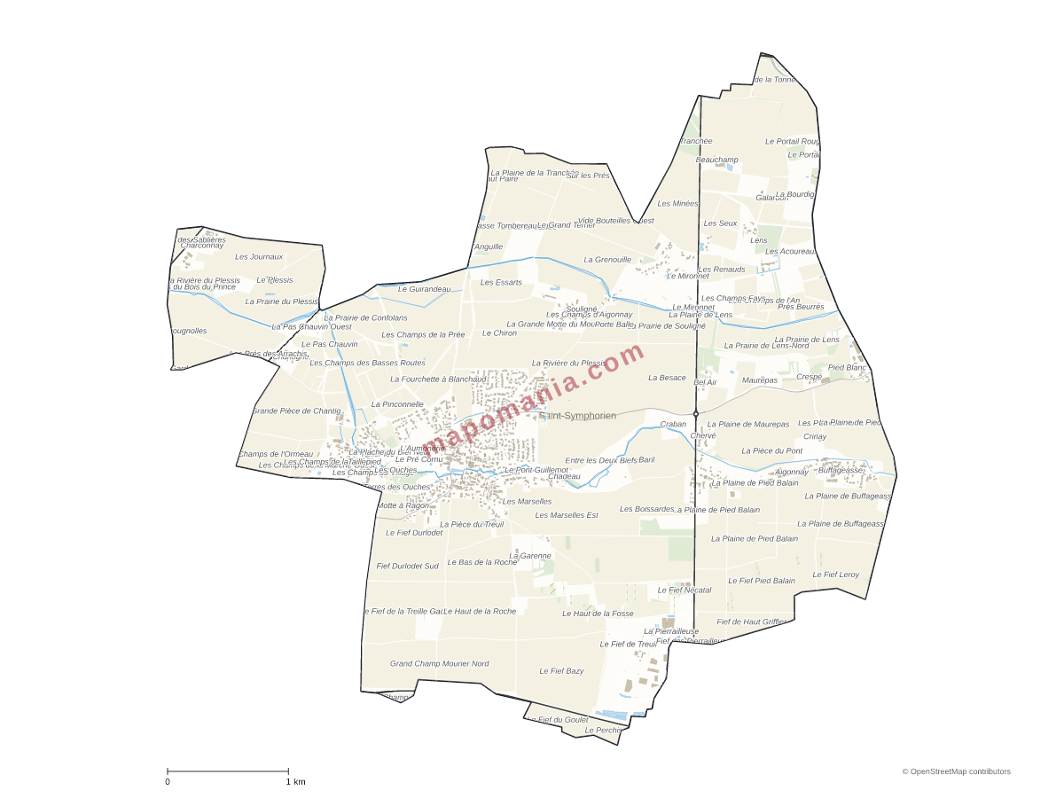 Carte de Saint-Symphorien à personnaliser