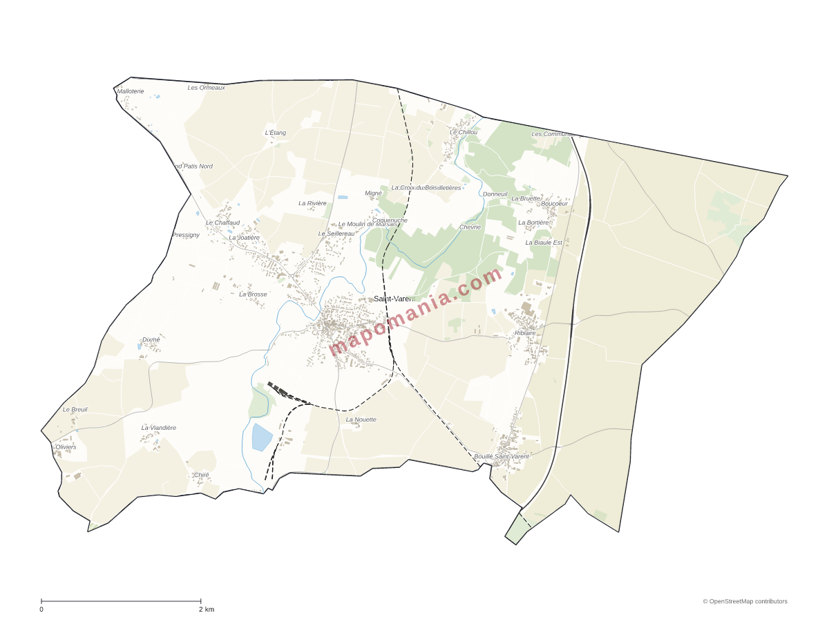 Carte de Saint-Varent à personnaliser