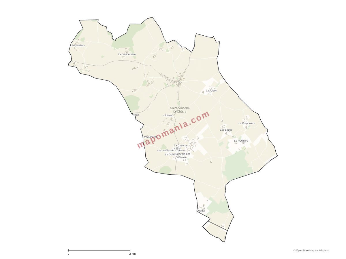 Carte de Saint-Vincent-la-Châtre à personnaliser