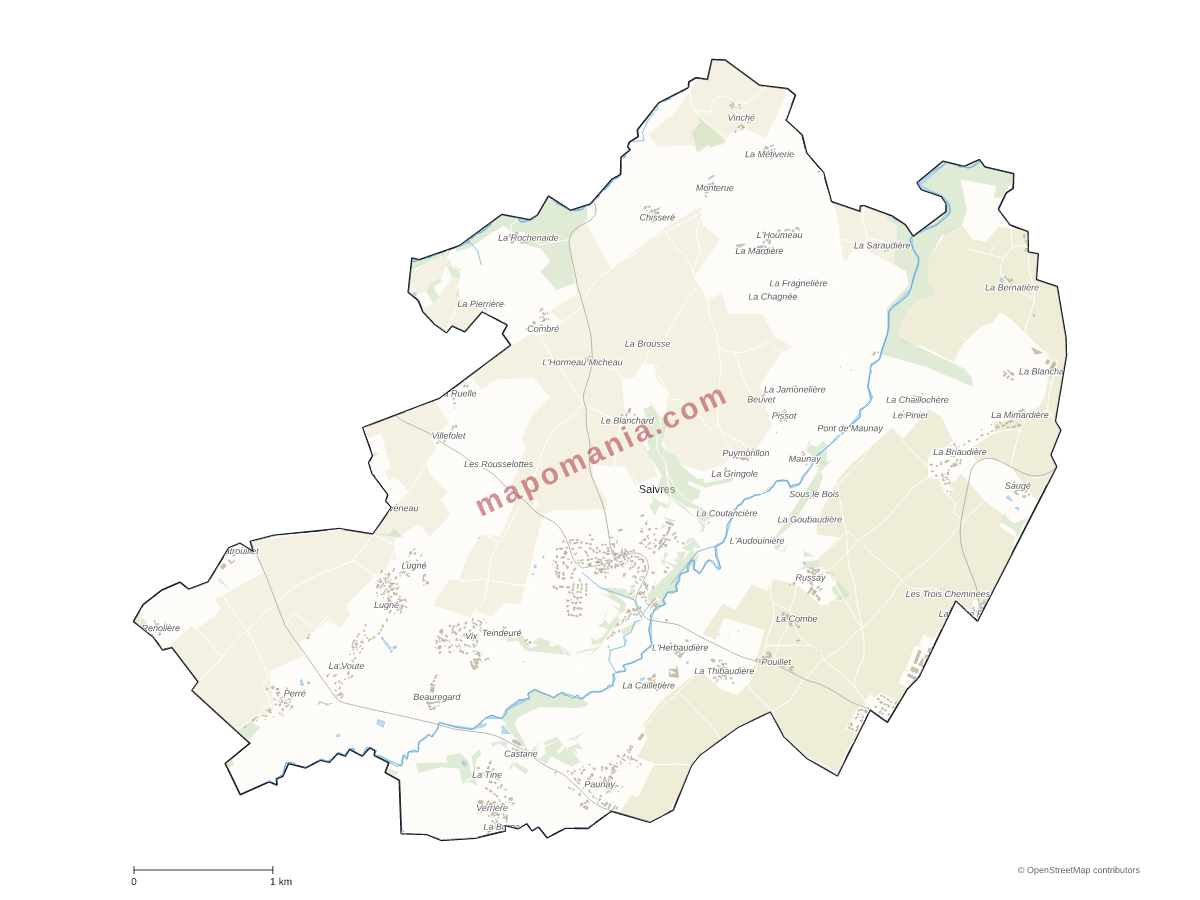 Carte de Saivres à personnaliser