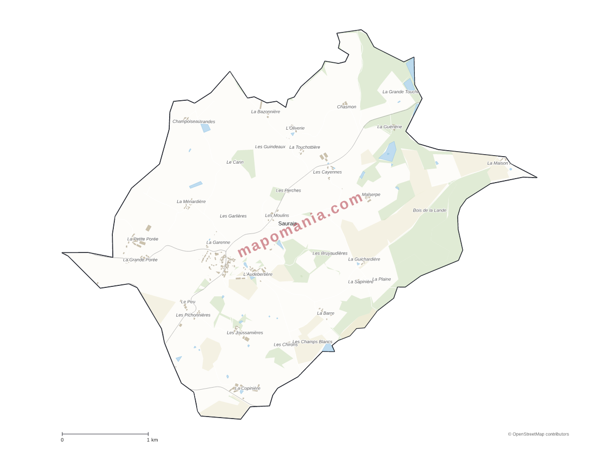 Carte de Saurais à personnaliser