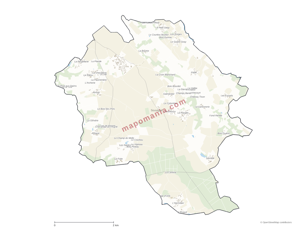 Carte de Souvigné à personnaliser