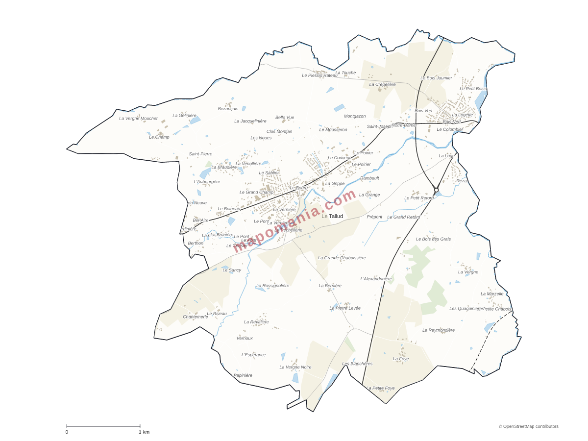 Carte de Le Tallud à personnaliser