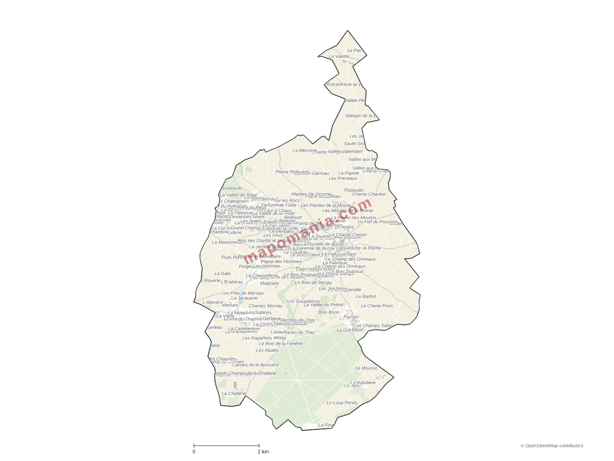 Carte de Thénezay à personnaliser