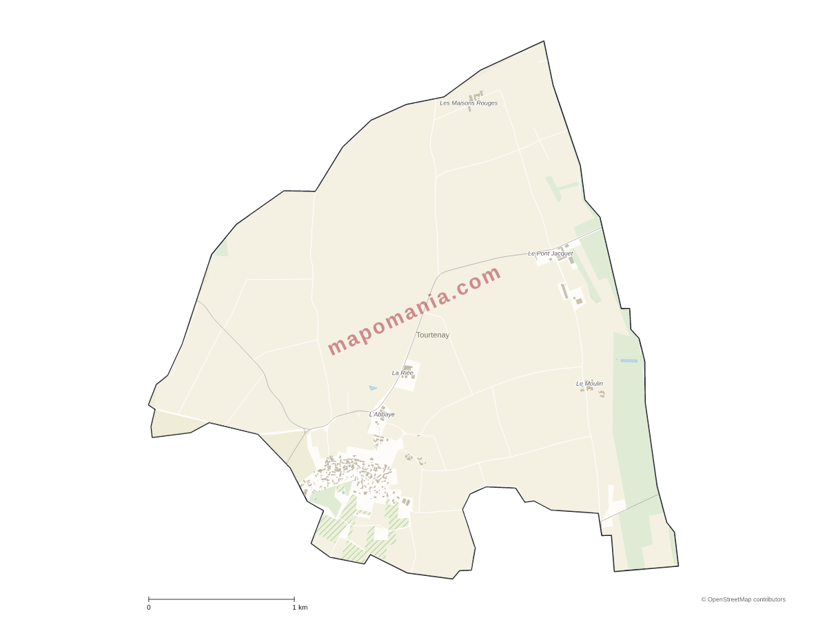 Carte de Tourtenay à personnaliser