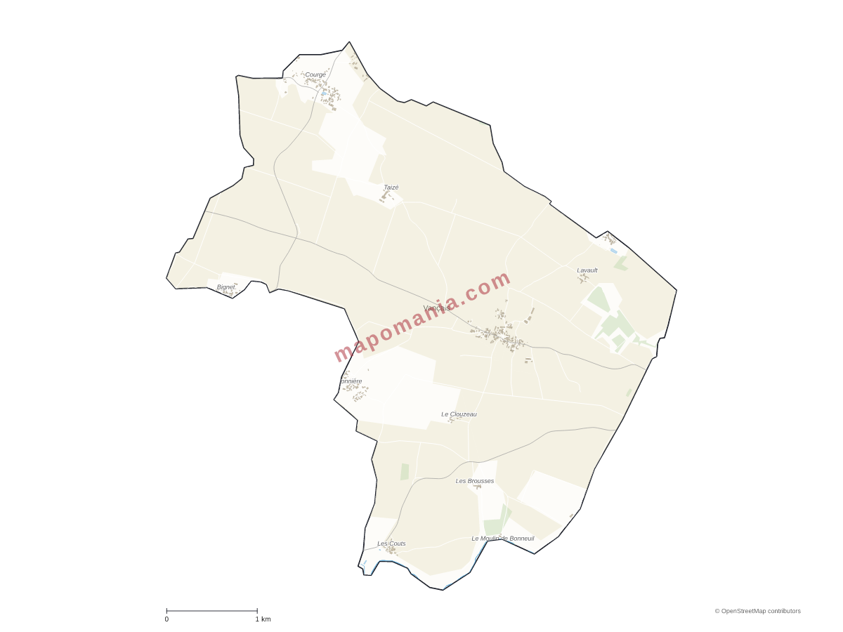 Carte de Vançais à personnaliser