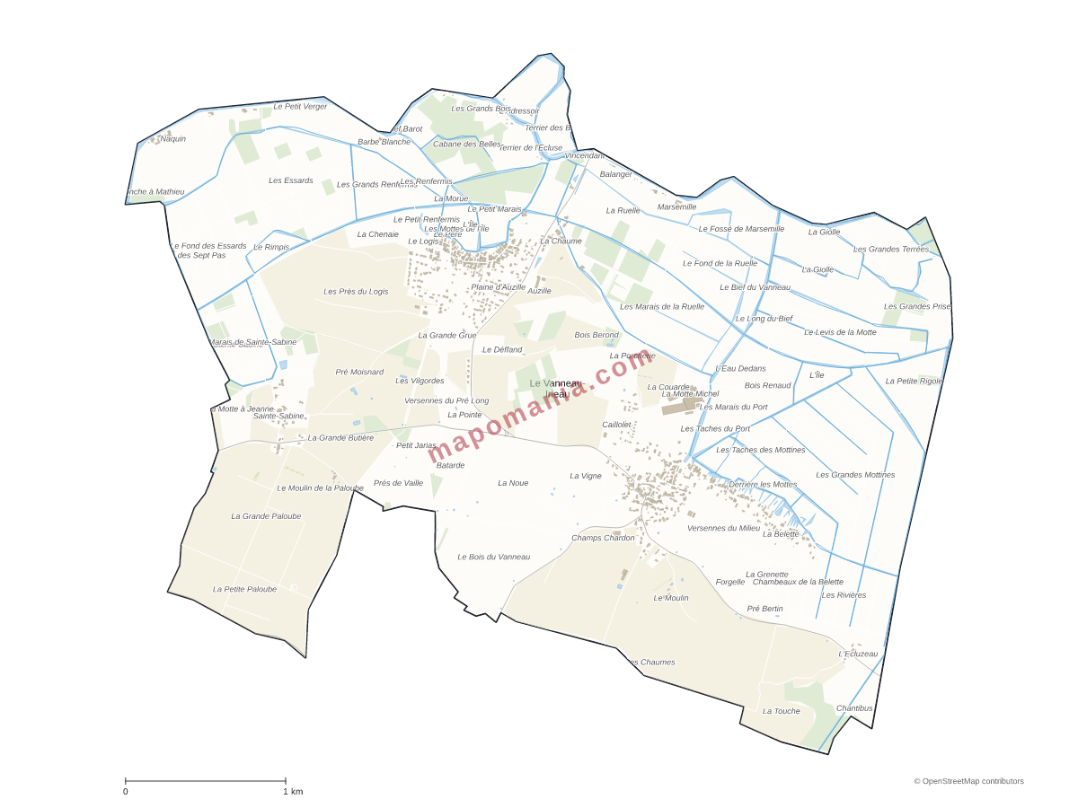 Carte de Le Vanneau-Irleau à personnaliser
