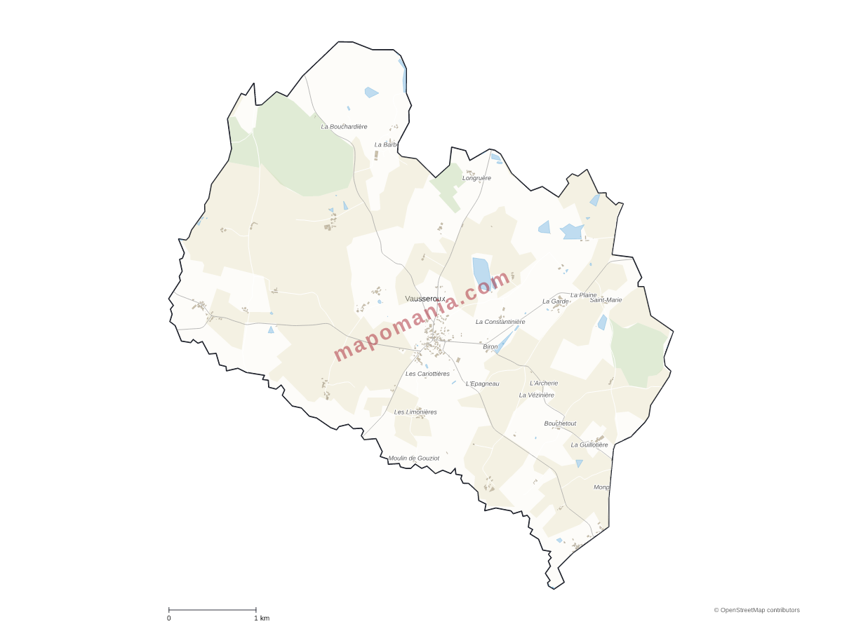 Carte de Vausseroux à personnaliser