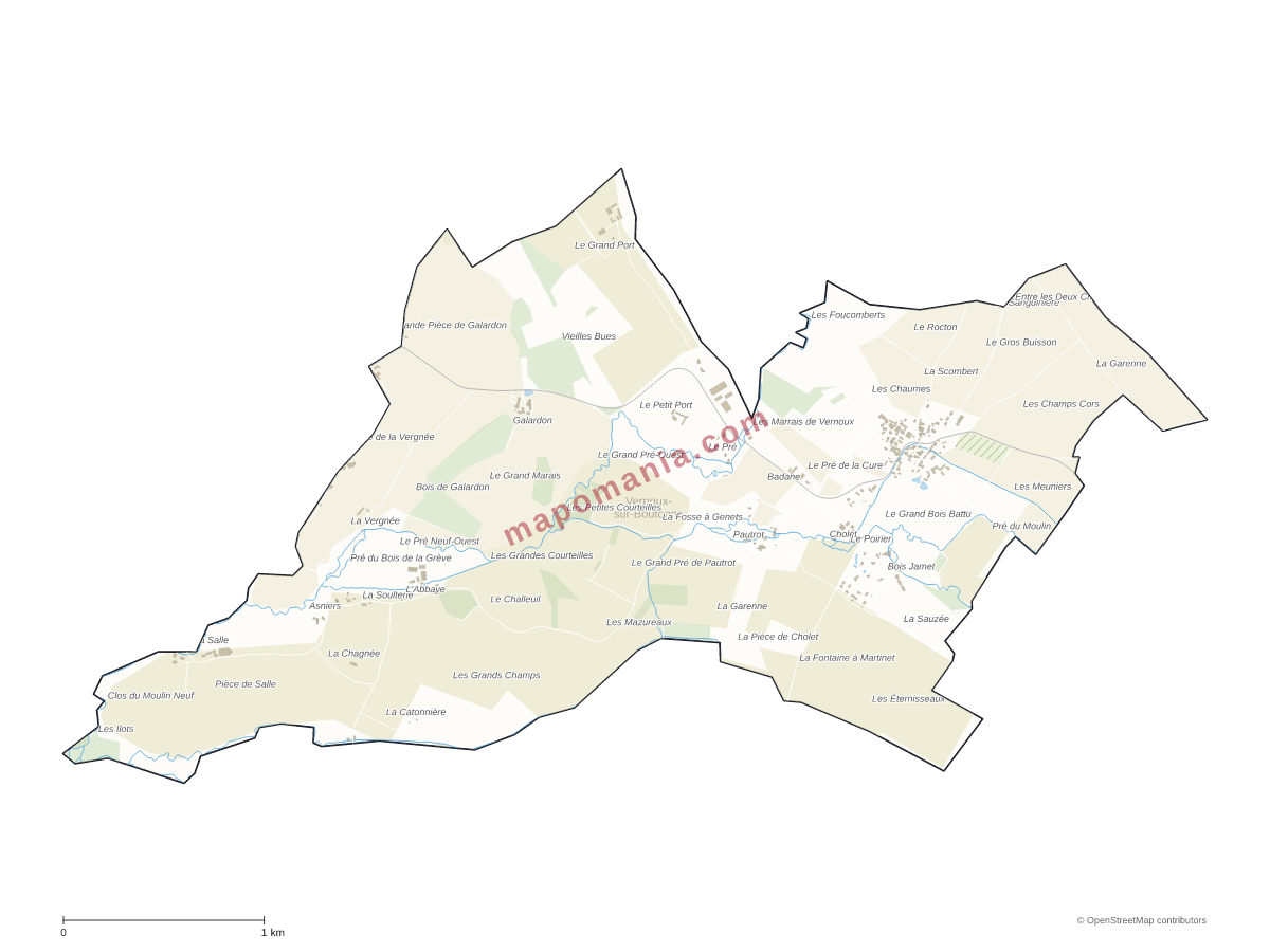 Carte de Vernoux-sur-Boutonne à personnaliser