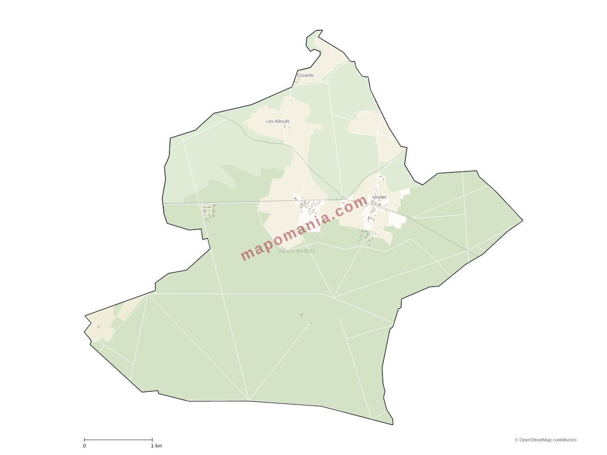 Carte de Villiers-en-Bois à personnaliser