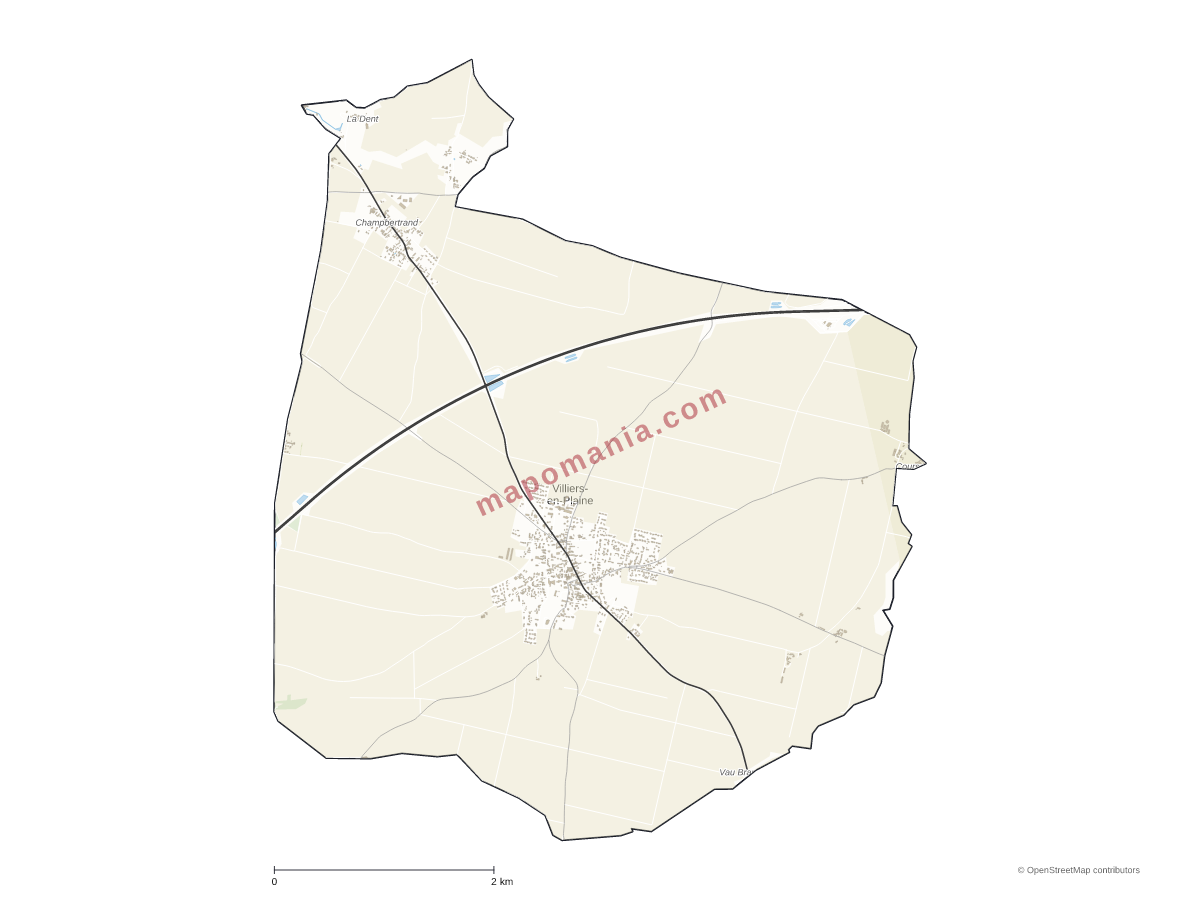 Carte de Villiers-en-Plaine à personnaliser