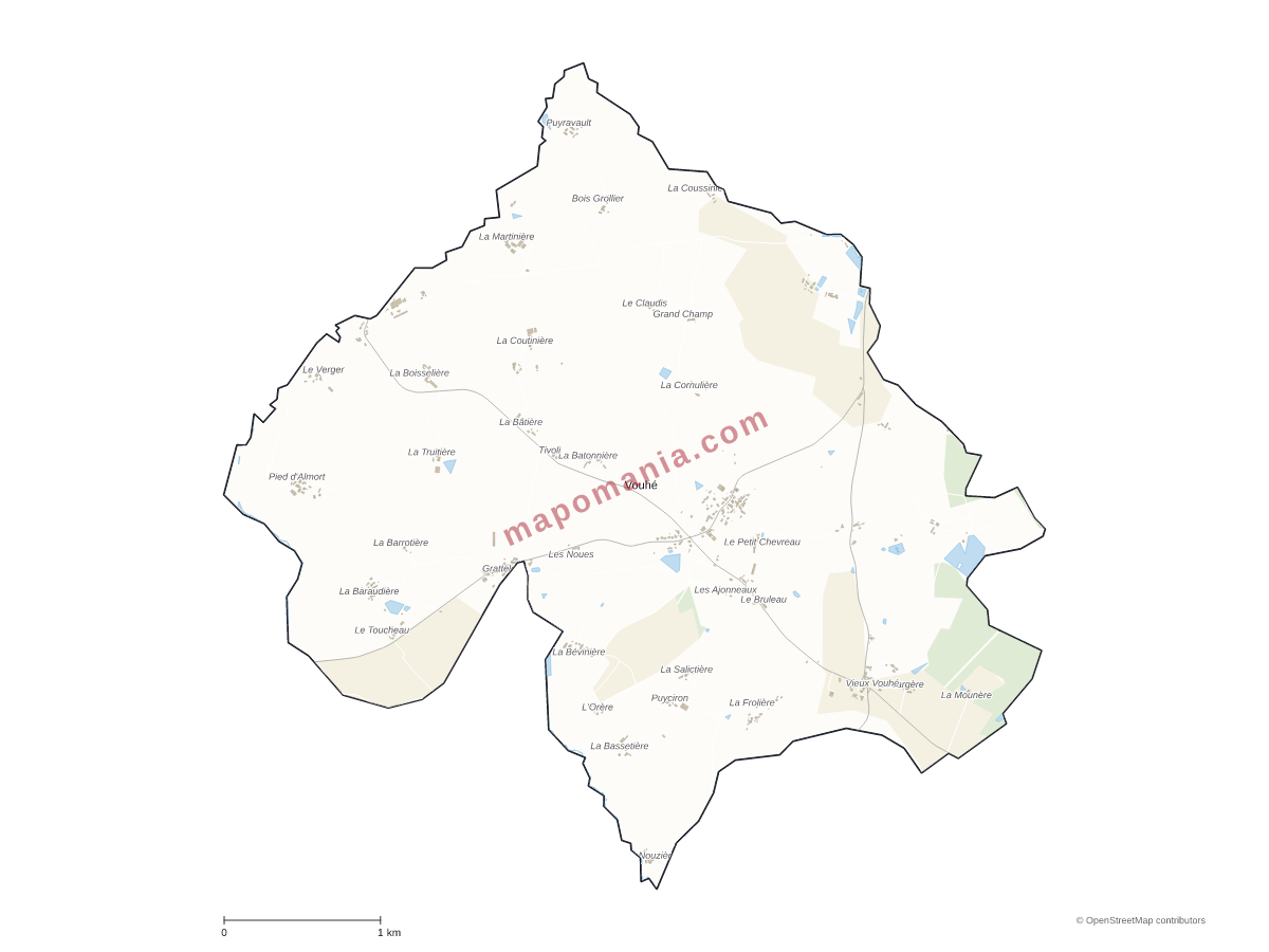 Carte de Vouhé à personnaliser
