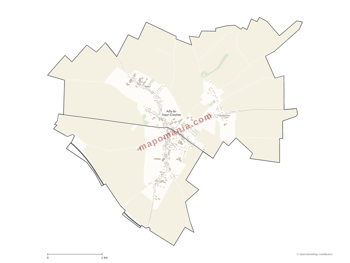 Carte de Ailly-le-Haut-Clocher à personnaliser