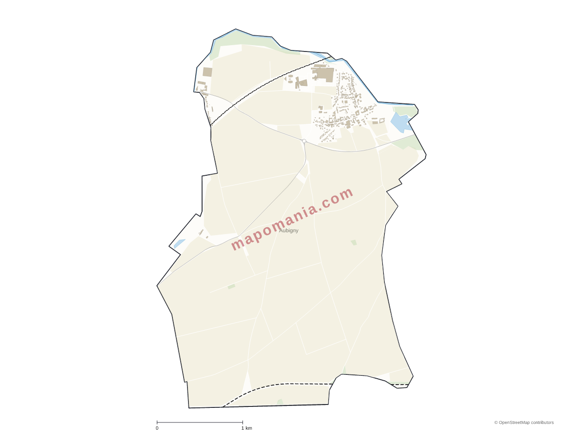 Carte de Aubigny à personnaliser
