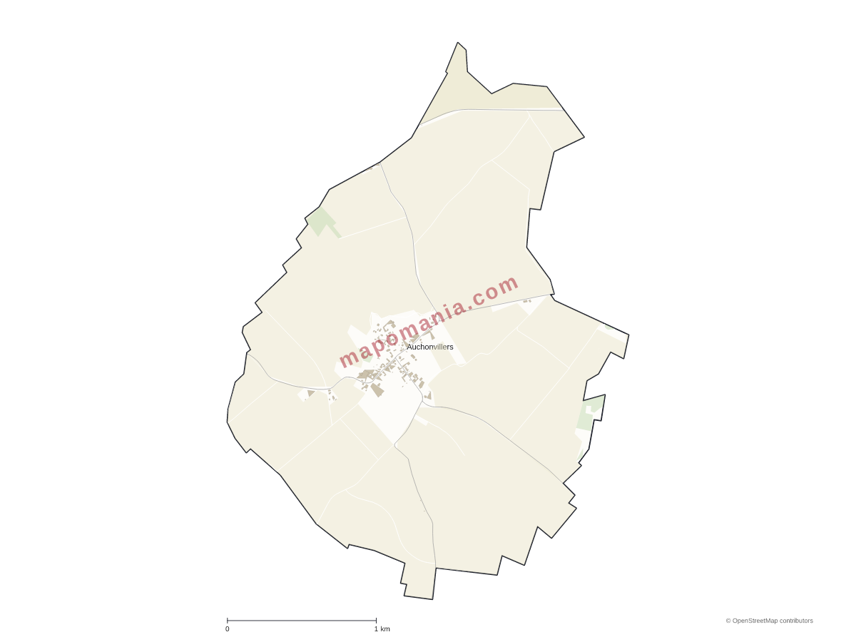 Carte de Auchonvillers à personnaliser