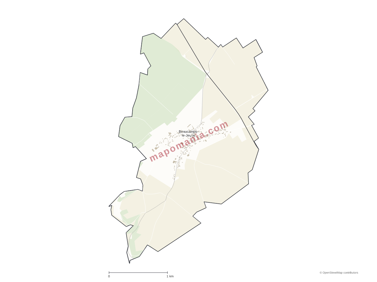 Carte de Beaucamps-le-Jeune à personnaliser