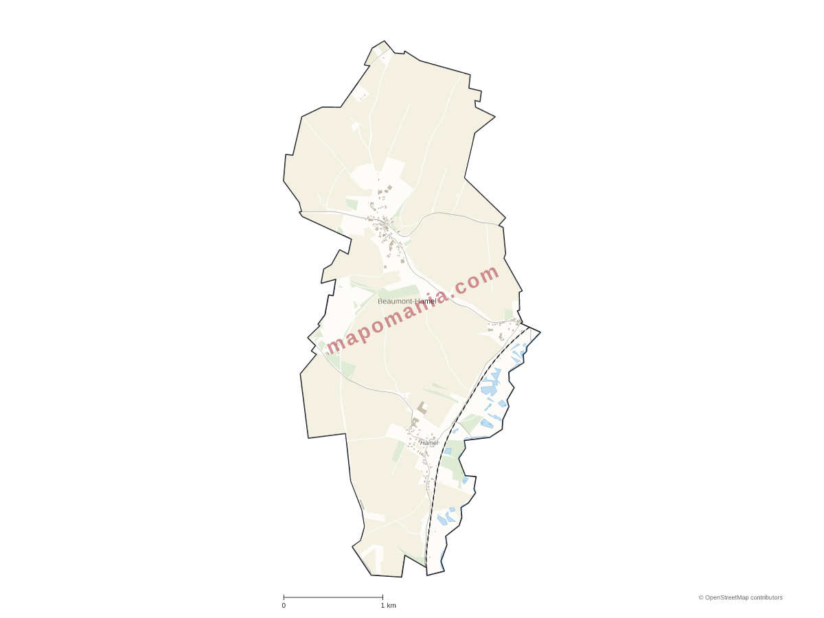 Carte de Beaumont-Hamel à personnaliser