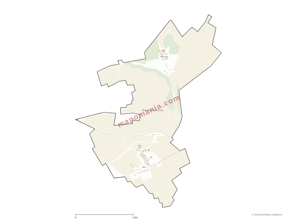 Carte de Bécordel-Bécourt à personnaliser