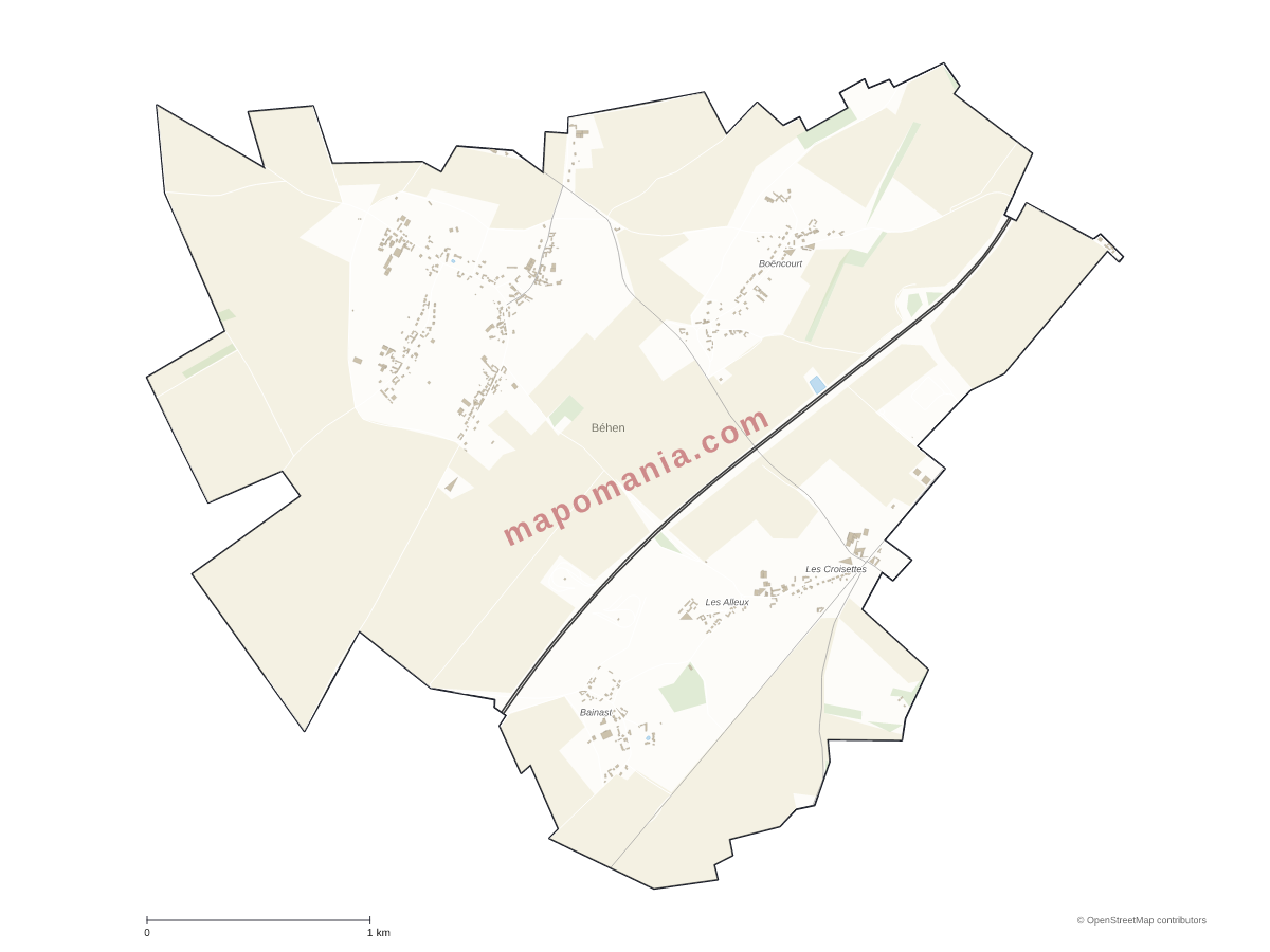 Carte de Béhen à personnaliser