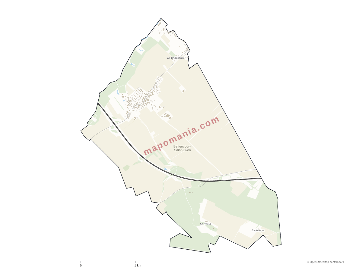 Carte de Bettencourt-Saint-Ouen à personnaliser