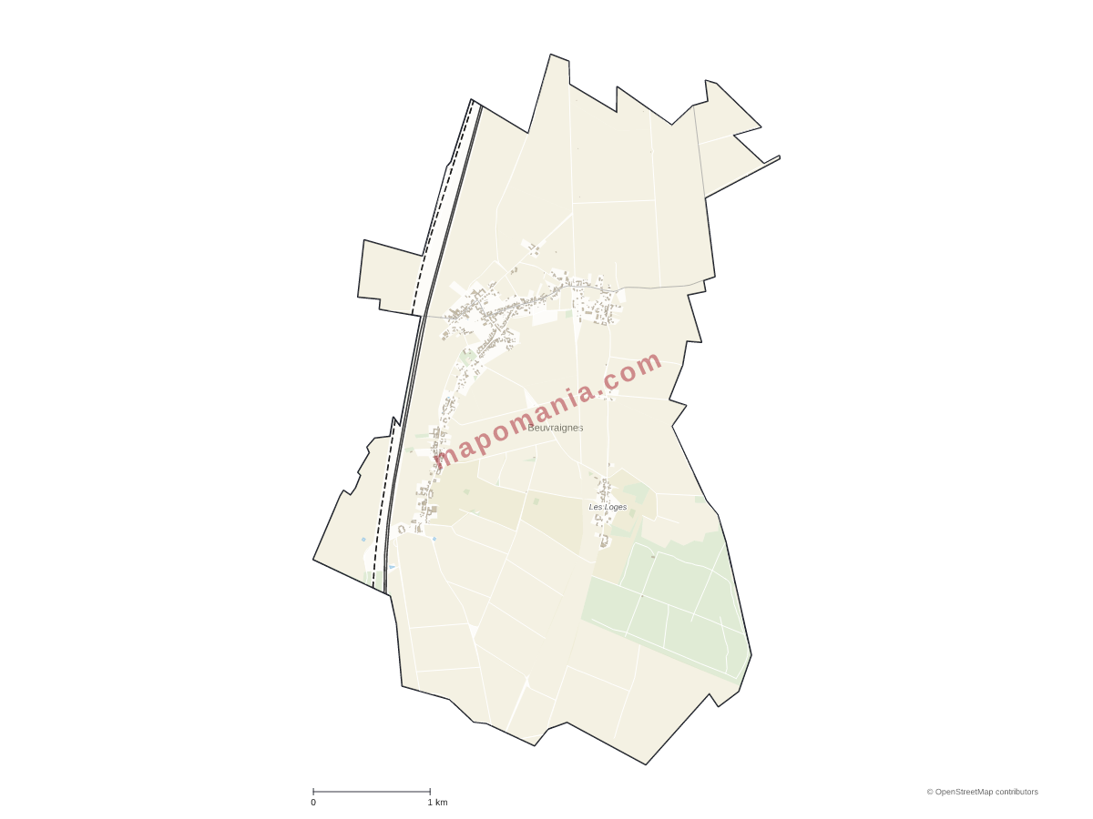 Carte de Beuvraignes à personnaliser