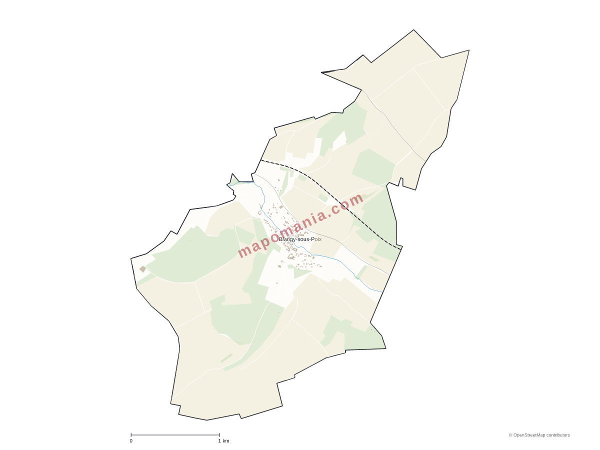 Carte de Blangy-sous-Poix à personnaliser