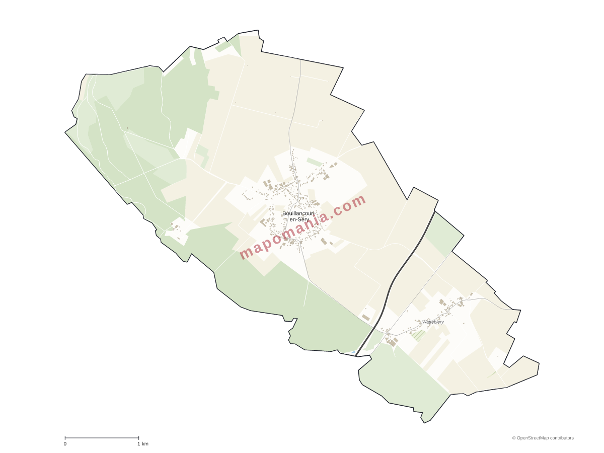 Carte de Bouillancourt-en-Séry à personnaliser
