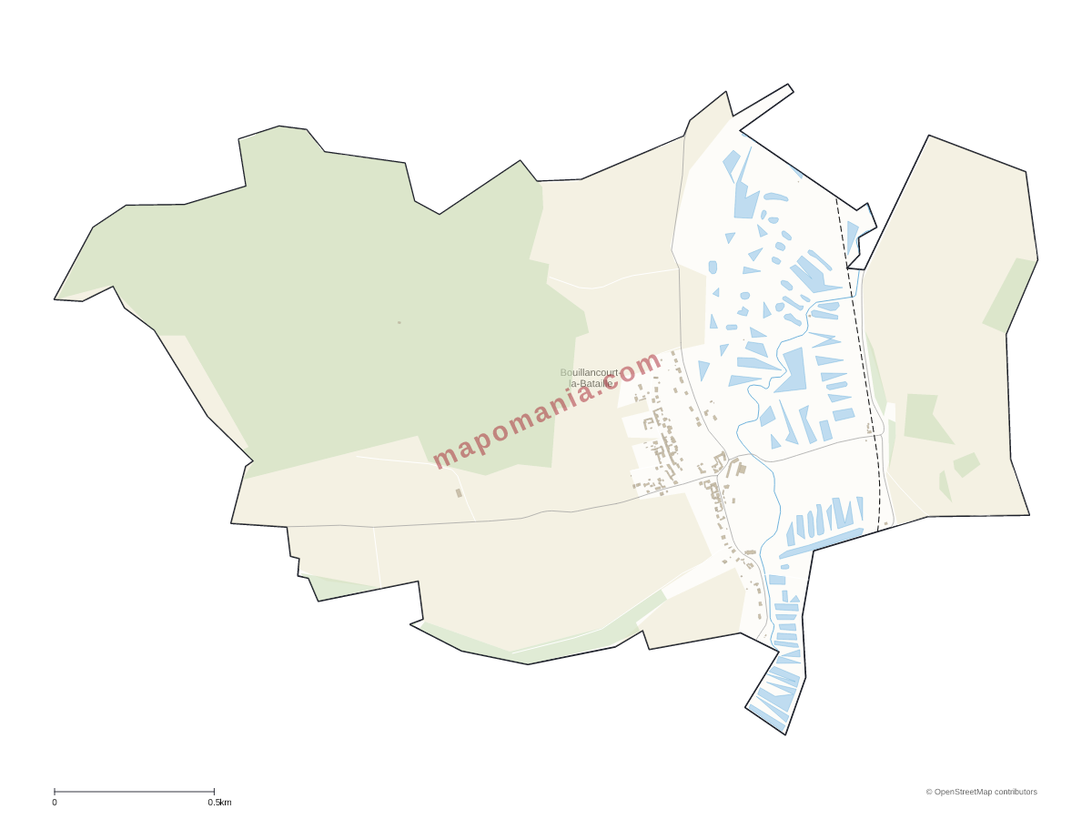 Carte de Bouillancourt-la-Bataille à personnaliser