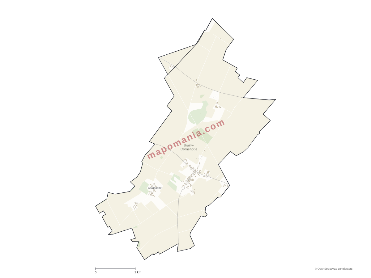 Carte de Brailly-Cornehotte à personnaliser