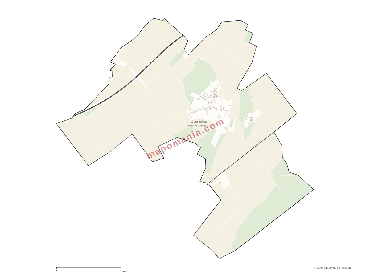 Carte de Courcelles-sous-Moyencourt à personnaliser