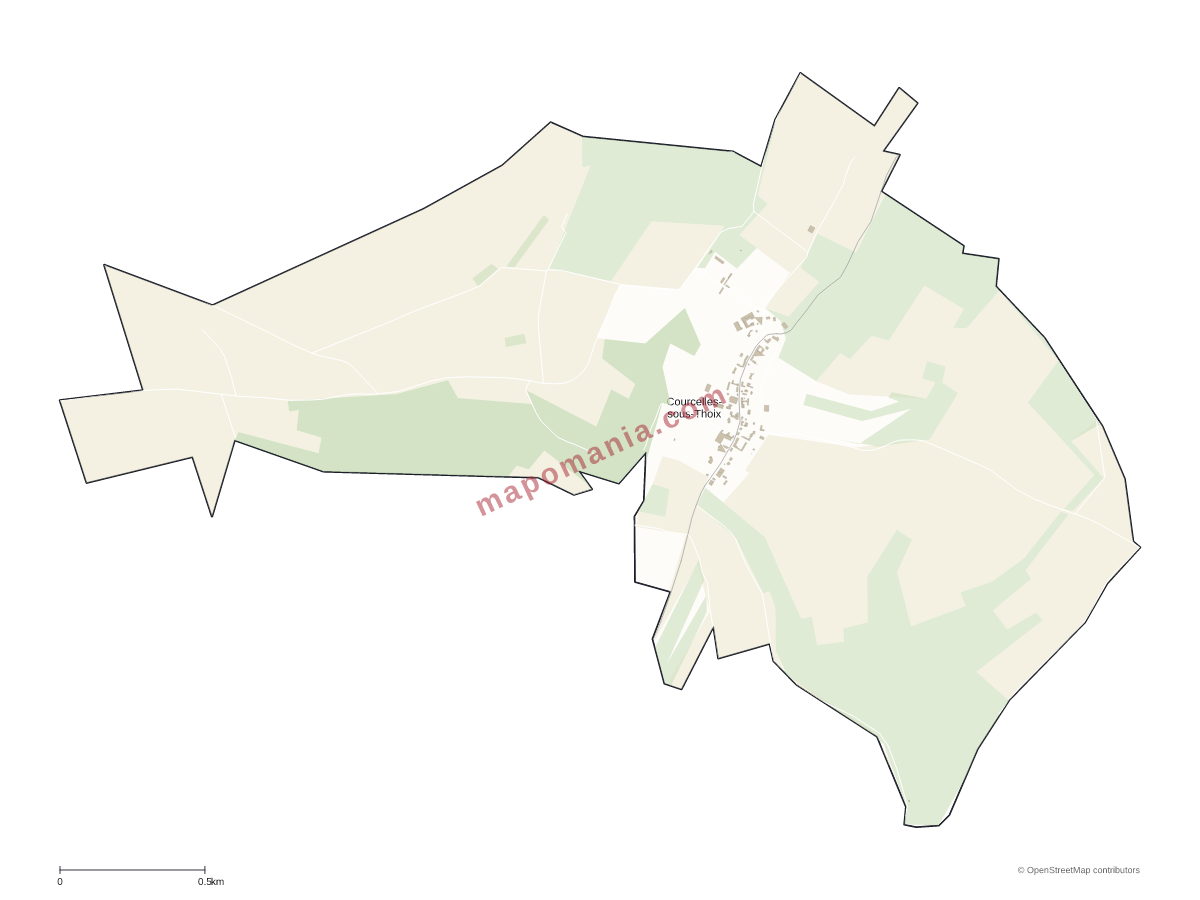 Carte de Courcelles-sous-Thoix à personnaliser