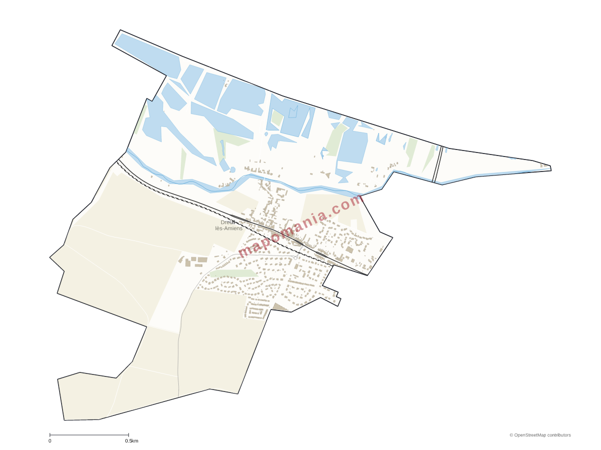 Carte de Dreuil-lès-Amiens à personnaliser