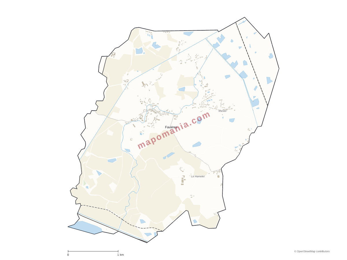 Carte de Favières à personnaliser