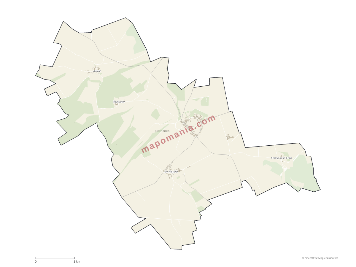 Carte de Grivesnes à personnaliser