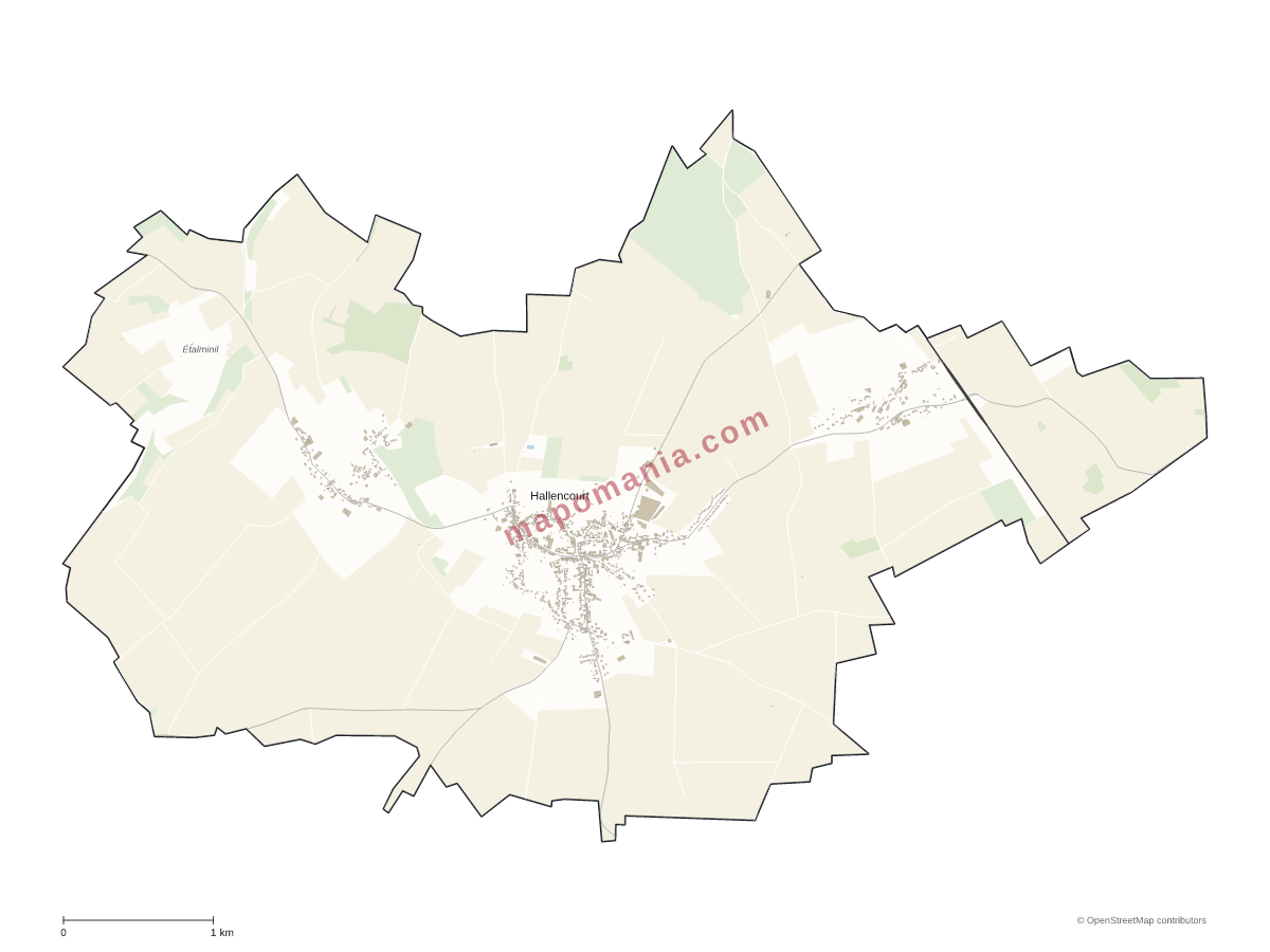Carte de Hallencourt à personnaliser