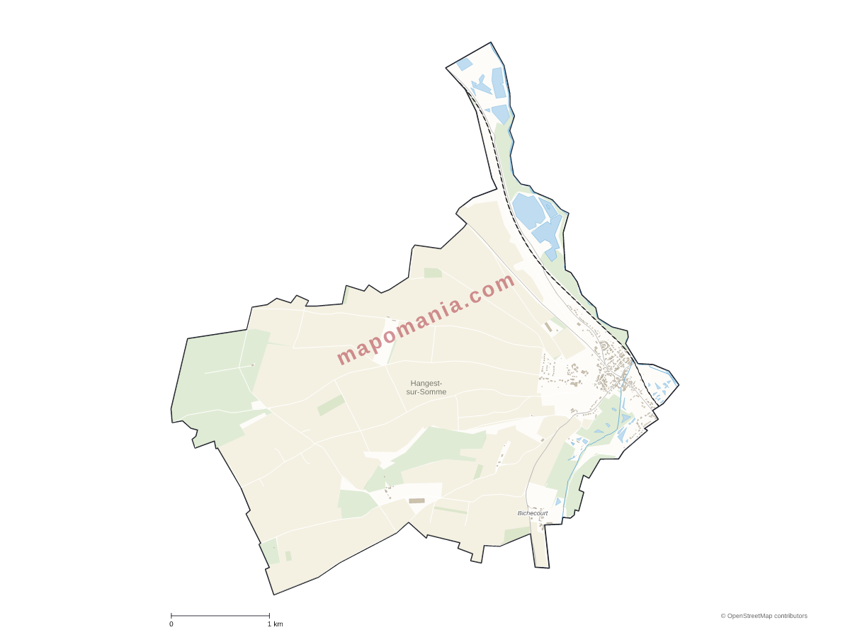 Carte de Hangest-sur-Somme à personnaliser