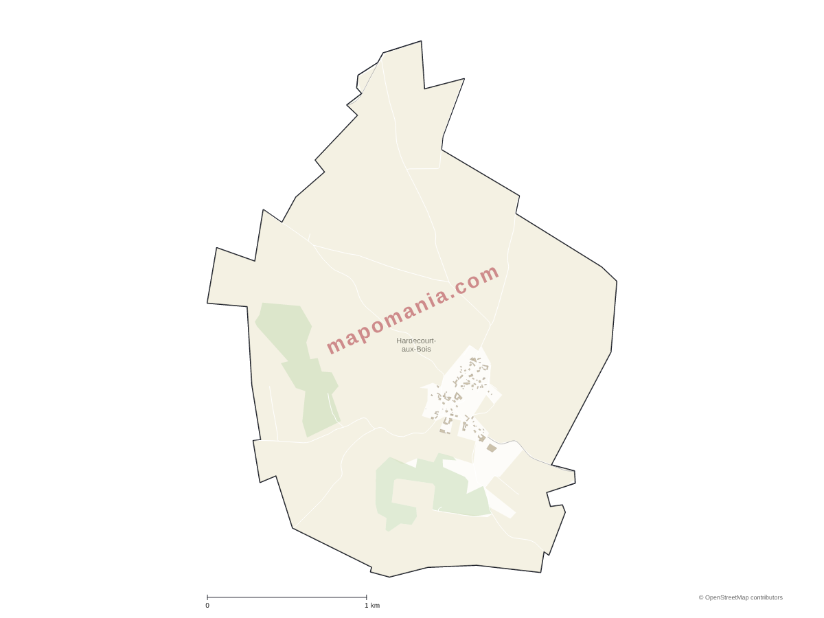 Carte de Hardecourt-aux-Bois à personnaliser