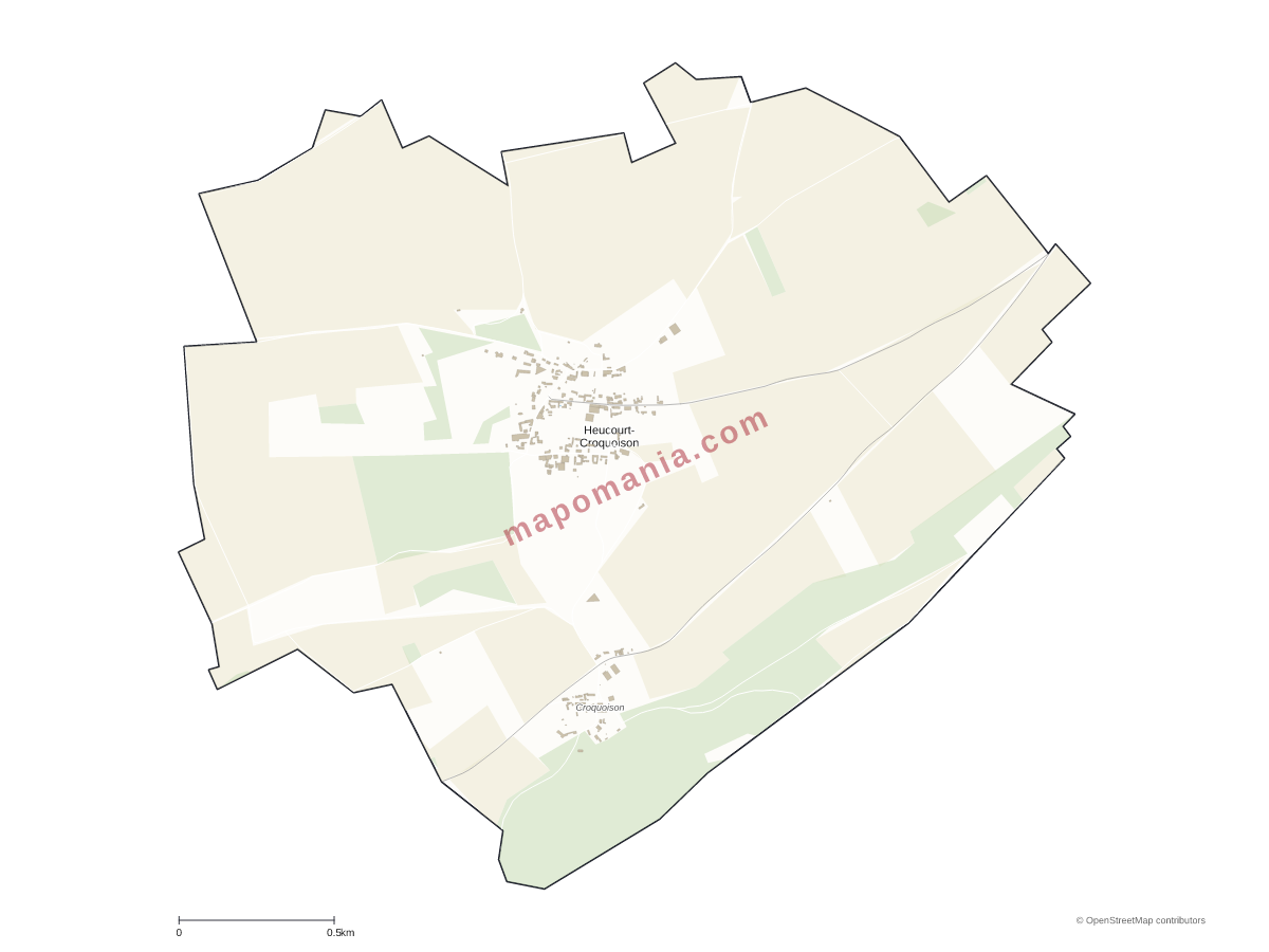 Carte de Heucourt-Croquoison à personnaliser