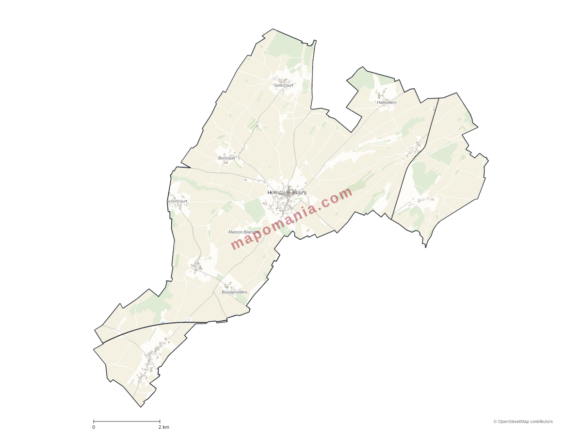 Carte de Hornoy-le-Bourg à personnaliser