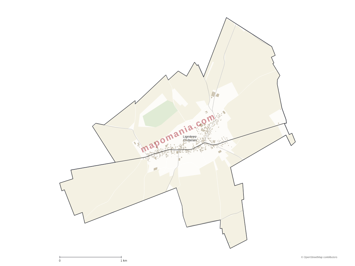Carte de Lignières-Châtelain à personnaliser