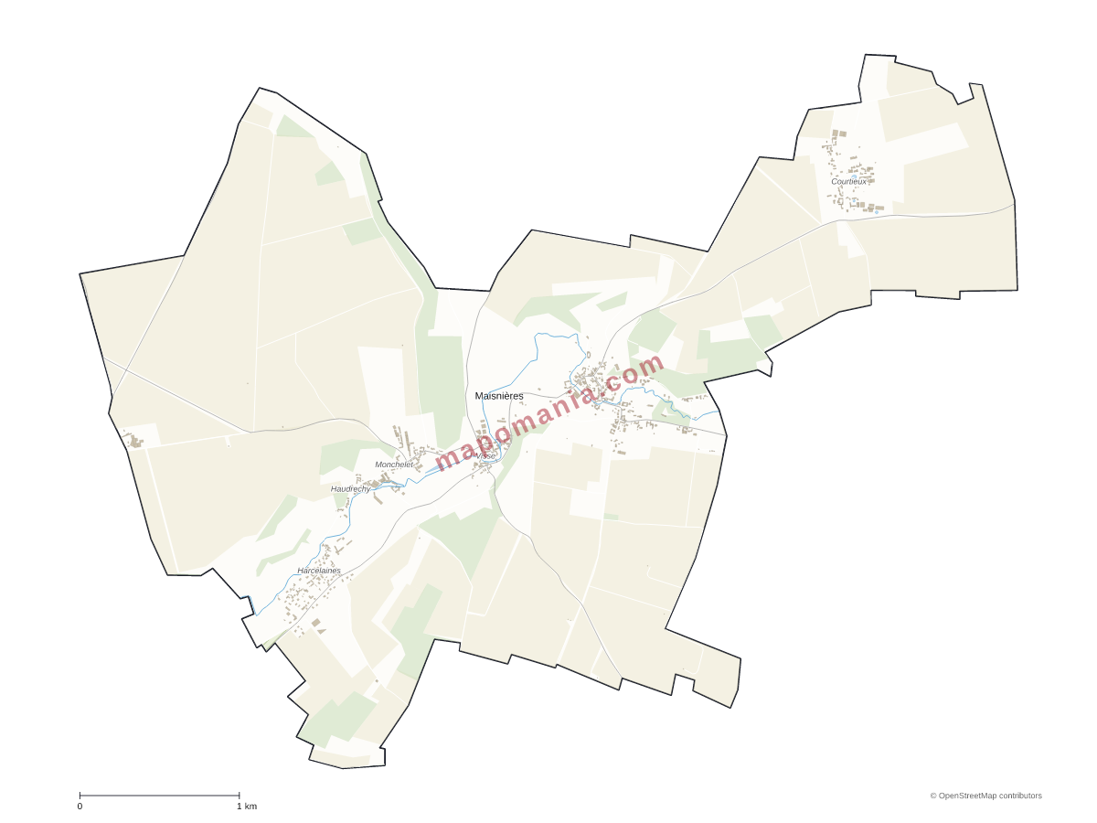 Carte de Maisnières à personnaliser