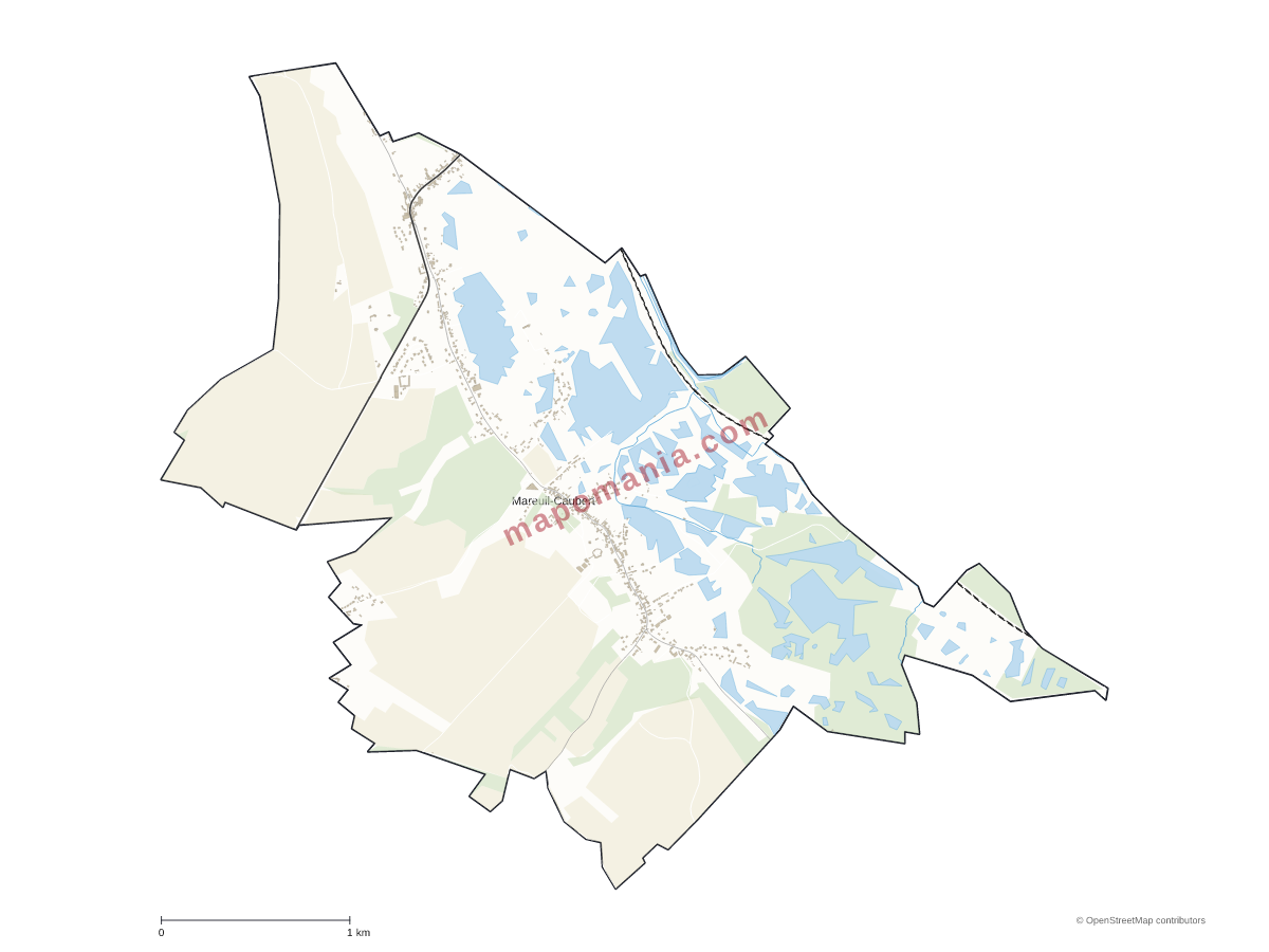 Carte de Mareuil-Caubert à personnaliser