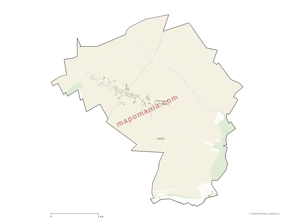 Carte de Millencourt-en-Ponthieu à personnaliser