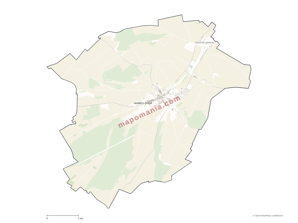 Carte de Molliens-Dreuil à personnaliser