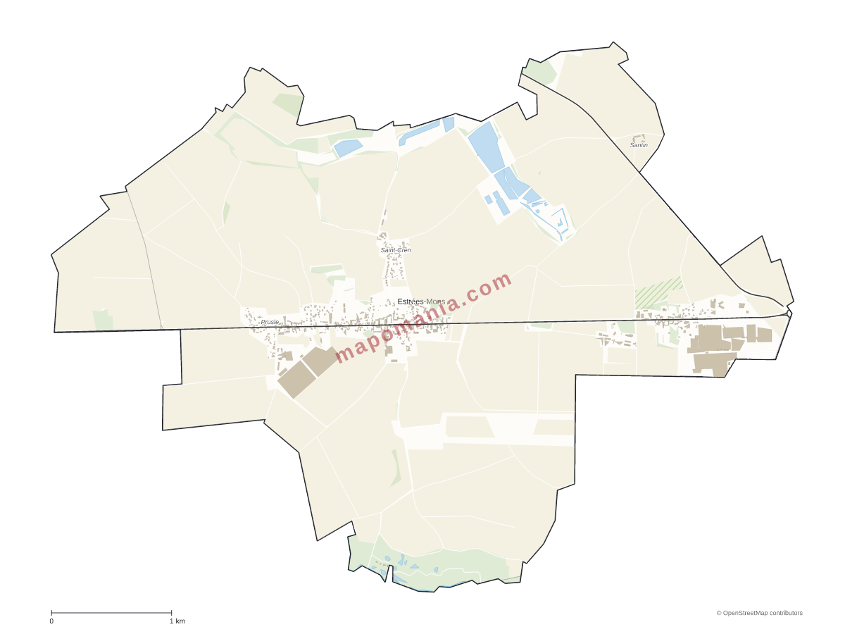 Carte de Estrées-Mons à personnaliser