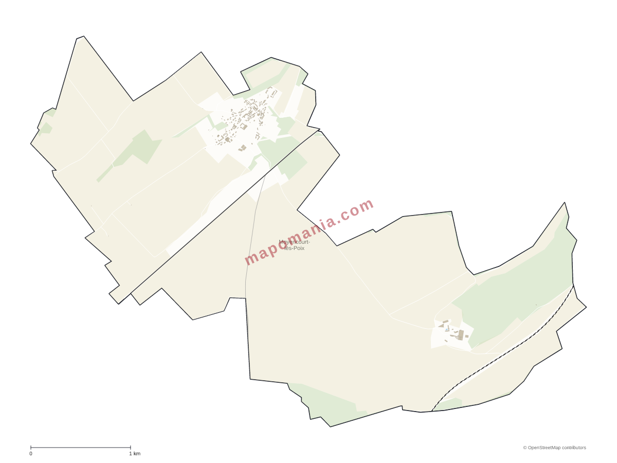 Carte de Moyencourt-lès-Poix à personnaliser
