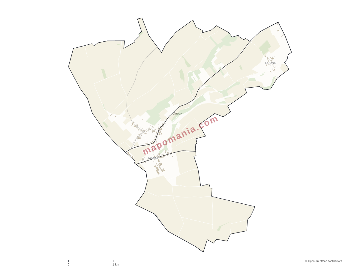 Carte de Oneux à personnaliser