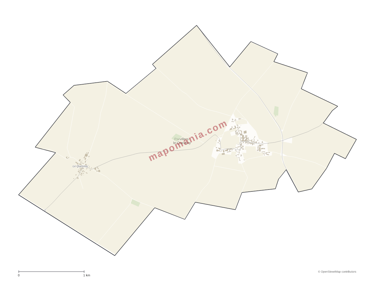Carte de Parvillers-le-Quesnoy à personnaliser